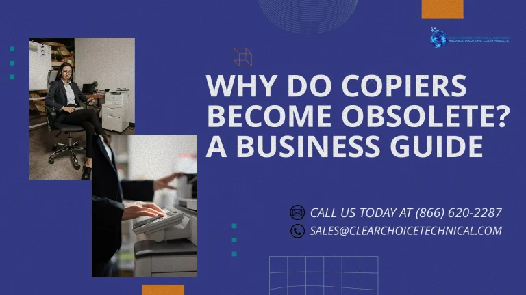 Business professional sitting near an aging office copier in Des Moines evaluating copier obsolescence